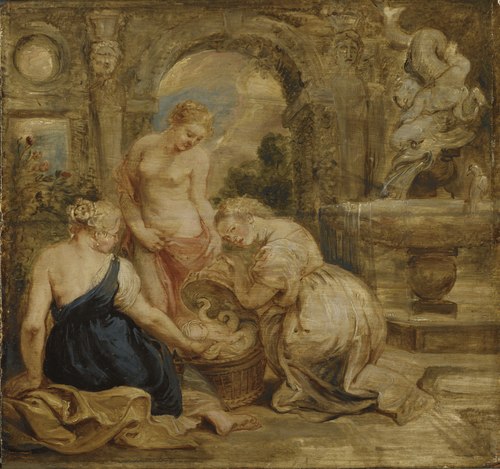 Cecrops' Daughters Finding Erichtonius. Sketch, 1632, Pierre Paul Rubens