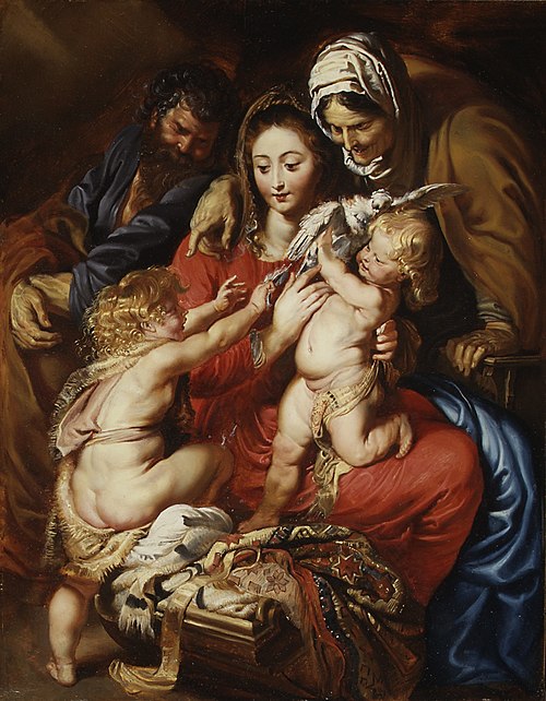 The Holy Family with Saint Elizabeth, Saint John, and a Dove, 1608, Pierre Paul Rubens