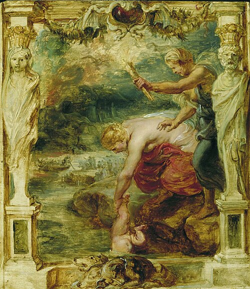Thetis Dipping the Infant Achilles into the River Styx, 1630, Pierre Paul Rubens