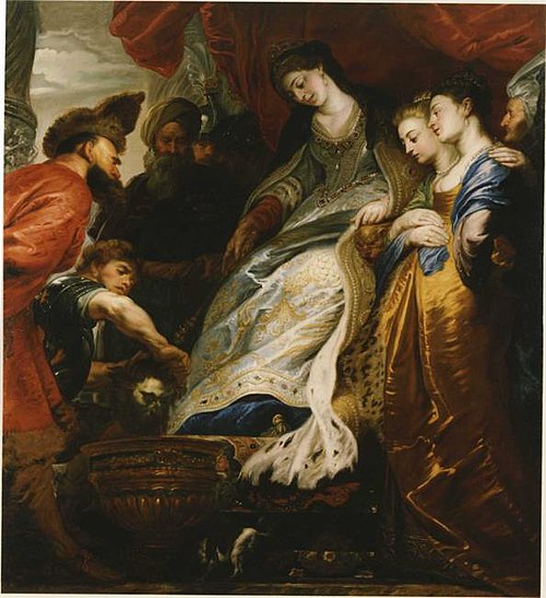 Thomyris, reine des Scythes, fait plonger la tête de Cyrus dans un vase rempli de sang, 1633, Pierre Paul Rubens