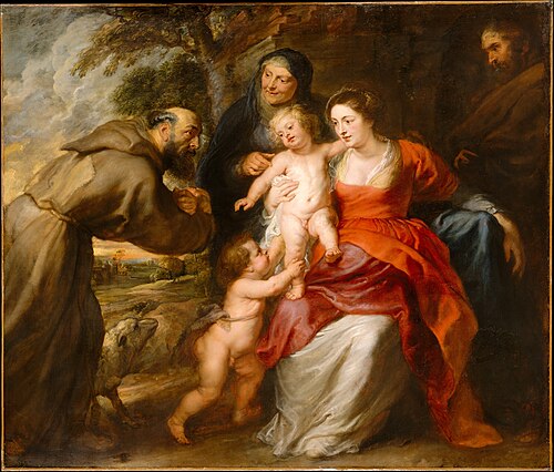 The Holy Family with Saints Francis and Anne and the Infant Saint John the Baptist, 1630, Pierre Paul Rubens