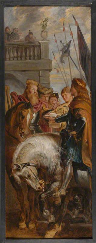 Kings Clothar and Dagobert dispute with a Herald, 1611, Pierre Paul Rubens
