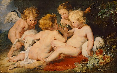 Christ and John the Baptist as children and two angels, 1617, Peter Paul Rubens