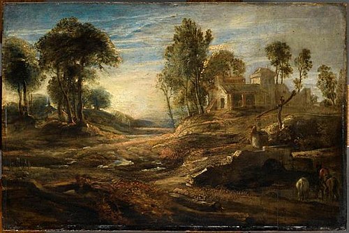 Landscape with horses at a well, 1638, Peter Paul Rubens