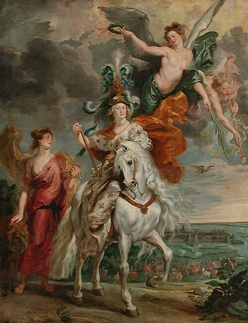 Equestrian portrait of Mary de' Medici (1575-1642) and the triumph at Juliers, ca. 1622-1625, 1623, Peter Paul Rubens