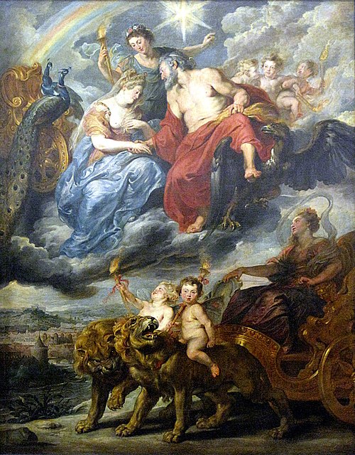 The Meeting of Marie de' Medici and Henry IV at Lyons, 1623, Peter Paul Rubens