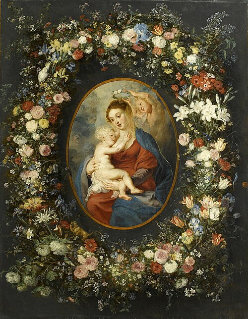 Madonna and Child with Angels in a Garland of Flowers, 1617, Peter Paul Rubens