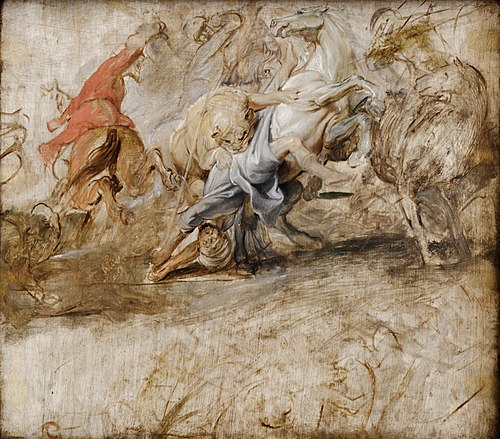 Löwenjagd (Ölskizze); Rückseite: Vermählung in Procuratione (Skizze zum Medici-Zyklus), , Pierre Paul Rubens