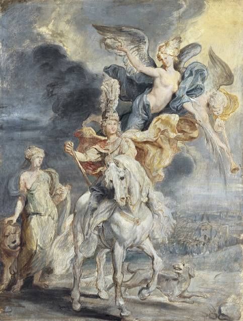 Equestrian portrait of Mary de' Medici (1575-1642) and the triumph at Julich, 1622, Peter Paul Rubens