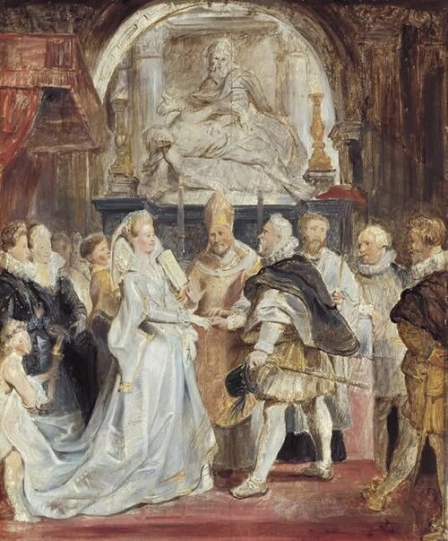Marriage of Henry IV and Maria de' Medici, 1622, Peter Paul Rubens