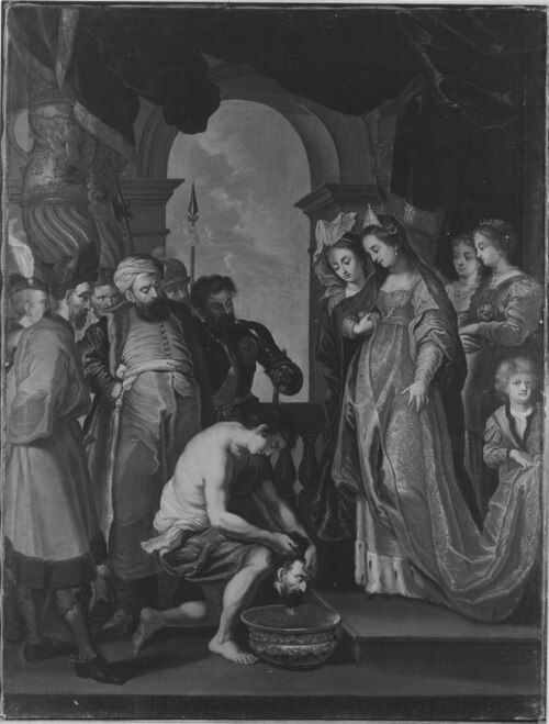 Tomyris with the head of Cyrus (after the engraving by Paulus Pontius), 1700, Peter Paul Rubens