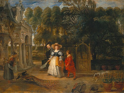 Rubens with his second wife in the garden, 1640, Peter Paul Rubens