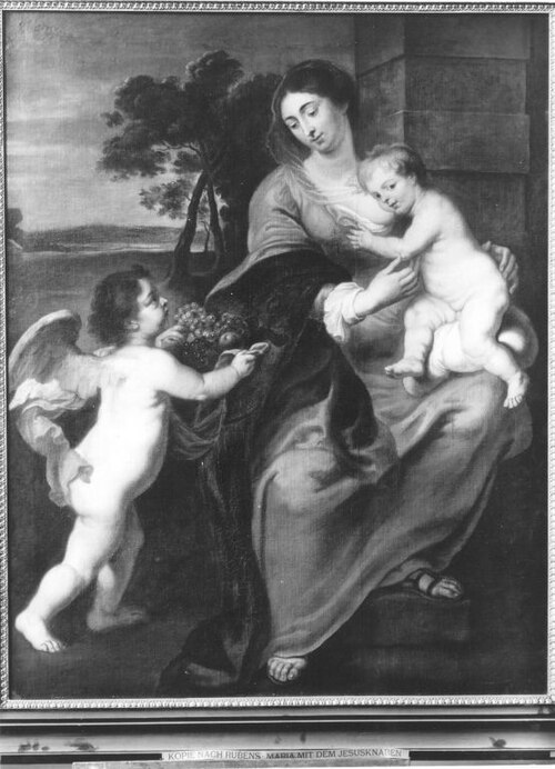 Maria mit Christuskind und einem Engel (Nachfolger), 1608, Peter Paul Rubens