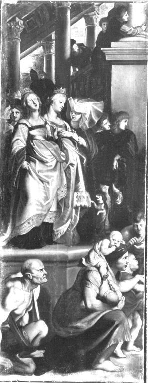 Die hll. Gertrud und Begga werden Zeuginnen, wie der hl. Bavo von den hll. Amand und Floribert empfa, 1608, Peter Paul Rubens