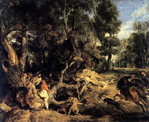 Landscape with Boar Hunt, 1616, Pierre Paul Rubens