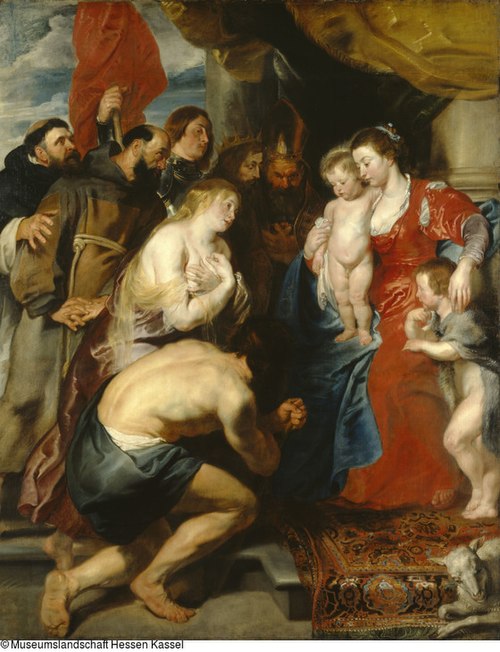Mary and Jesus with St John, worshiped by repentant sinners and saints (circa 1619), 1619, Peter Paul Rubens
