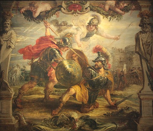 Achilles Vanquishes Hector, 1630, Peter Paul Rubens