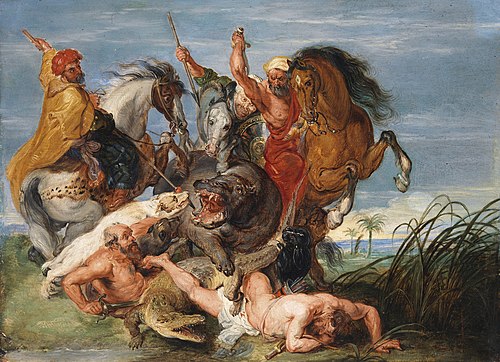 A Hippopotamus and Crocodile Hunt, , Peter Paul Rubens