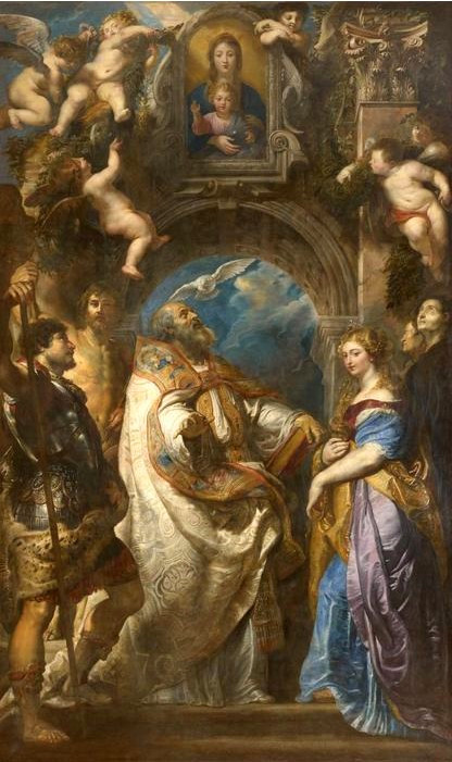 The Madonna of Vallicella adored by St. Gregory with St. Maurus, and St. Papianus; St. Domitilla, wi, 1606, Peter Paul Rubens
