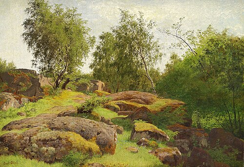 In a birch wood. Scene from Småland, Sweden, 1874, Carl Henrik Bogh