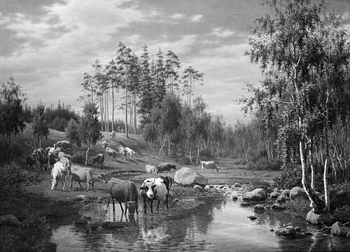 Landscape with cows. Småland, 1864, Carl Henrik Bogh