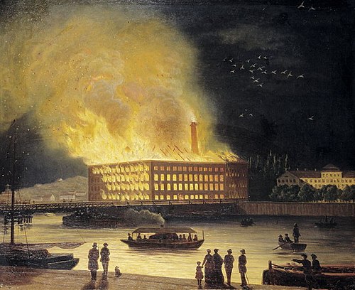 Eldkvarn brinner 31 oktober 1878 (Kungsholmen, Stockholm), 1878, Gustaf Carleman