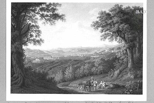 Ansicht von der Villa des Künstlers in San Piero di Careggio, 1805, Jacob Philipp Hackert