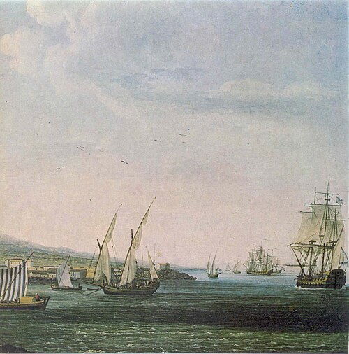 Russian navy near Catania coast, 1778, Jacob Philipp Hackert