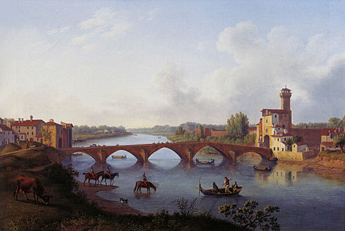 The Ponte a Mare in Pisa, 1799, Jacob Philipp Hackert