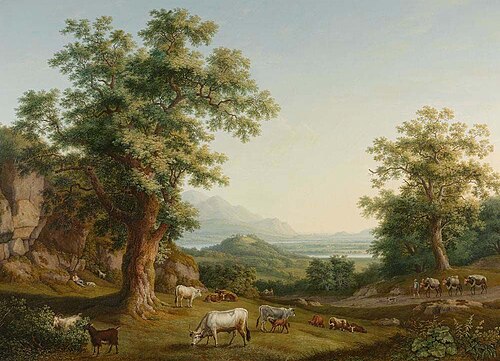 Blick auf das Volturnotal in Richtung Capua, 1802, Jacob Philipp Hackert