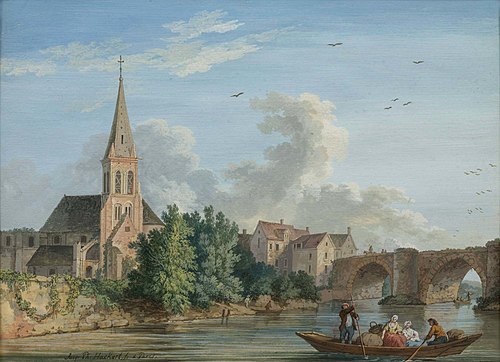 Flusslandschaft mit einer Kirche, , Jacob Philipp Hackert
