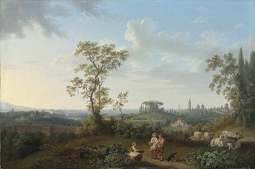 A view of Rome seen from the Villa Patrizi, with Santa Maria Maggiore and San Giovanni in Laterano b, 1784, Jacob Philipp Hackert