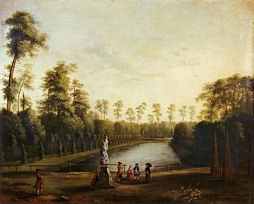 Parklandschaft mit dem Goldfischteich im Berliner Tiergarten I, 1761, Jacob Philipp Hackert