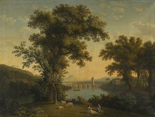 River Landscape with Women Playing with a Child, 1791, Jacob Philipp Hackert