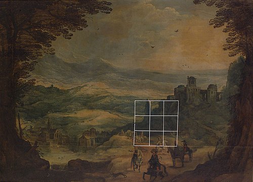 Landschaft mit Festung und Reitern, 1627, Joos de Momper