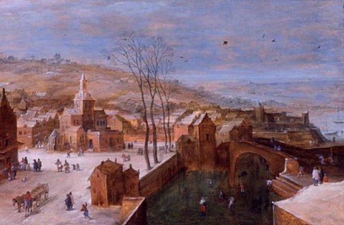 Stadsgezicht in de winter, , Joos de Momper