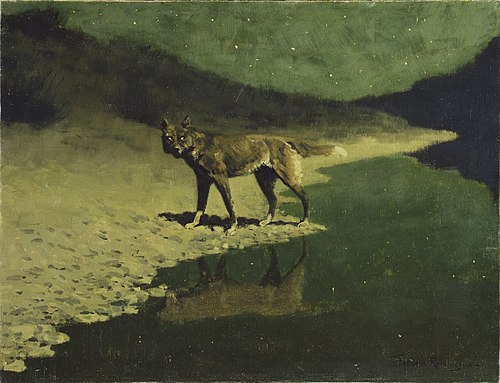 Moonlight, Wolf, 1904, Frederic Remington