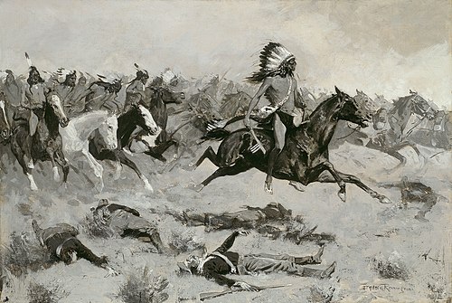 Rushing Red Lodges Passed through the Line, 1900, Frederic Remington