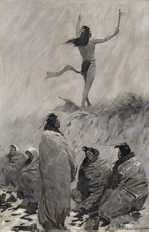 Fire-Eater Raised His Arms, 1900, Frederic Remington