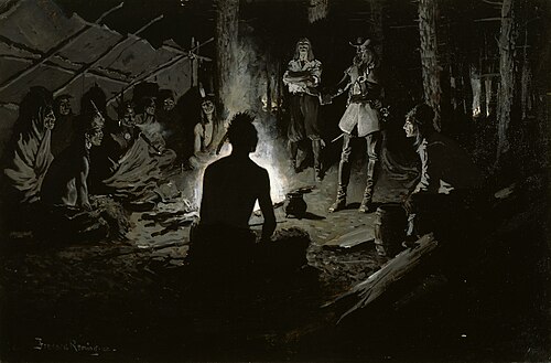 French Explorer's Council with the Indians, 1901, Frederic Remington