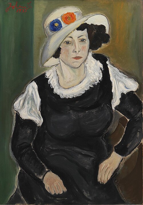 A Lady Wearing a Hat. The Artist's Wife, Dagny Marie Christensen, 1935, John Christensen