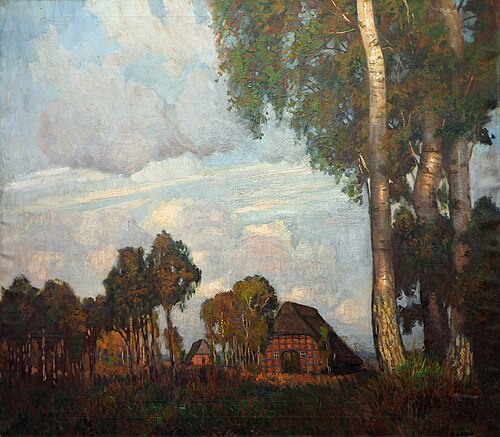 Evening Light with small Cottages, 1912, Hans am Ende