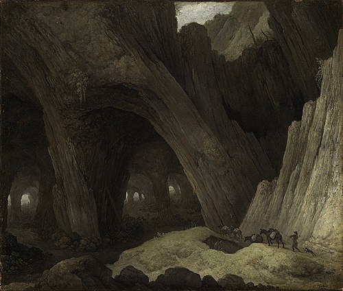Cave with mules, 1653, Guillam Dubois