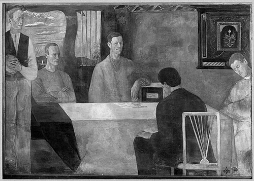 Local folklore society in Karsjö, 5 people, 1926, Bertil Damm