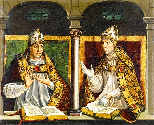 Saint Ambrose and Saint Augustine, 1495, Pedro Berruguete