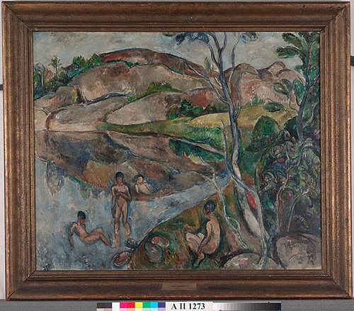 Landskap med badande gossar, 1914, Per Deberitz