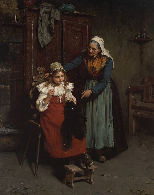 The Sewing Lesson, , Gustave Henry Mosler