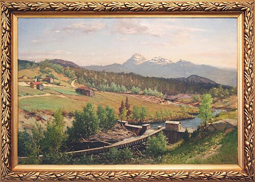 Fjellgård med tømmerdrift, , Andreas Edvard Disen