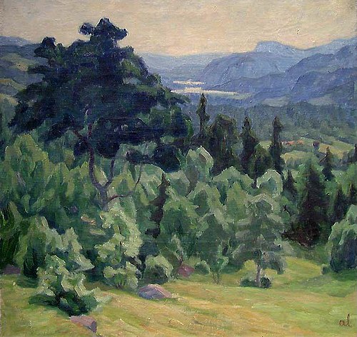 Landskap, Eggedal, 1912, Arne Lærum