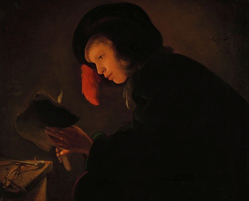 Young man by candle light, 1645, Christiaen Jansz. Dusart